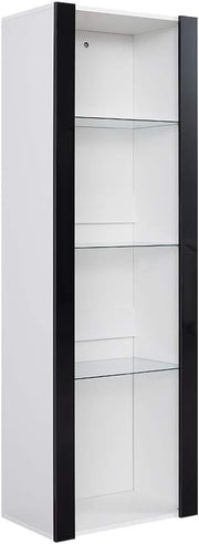 Tall Glass Display Cabinet RGB LED Light Shelves Storage 165cm Cupboard