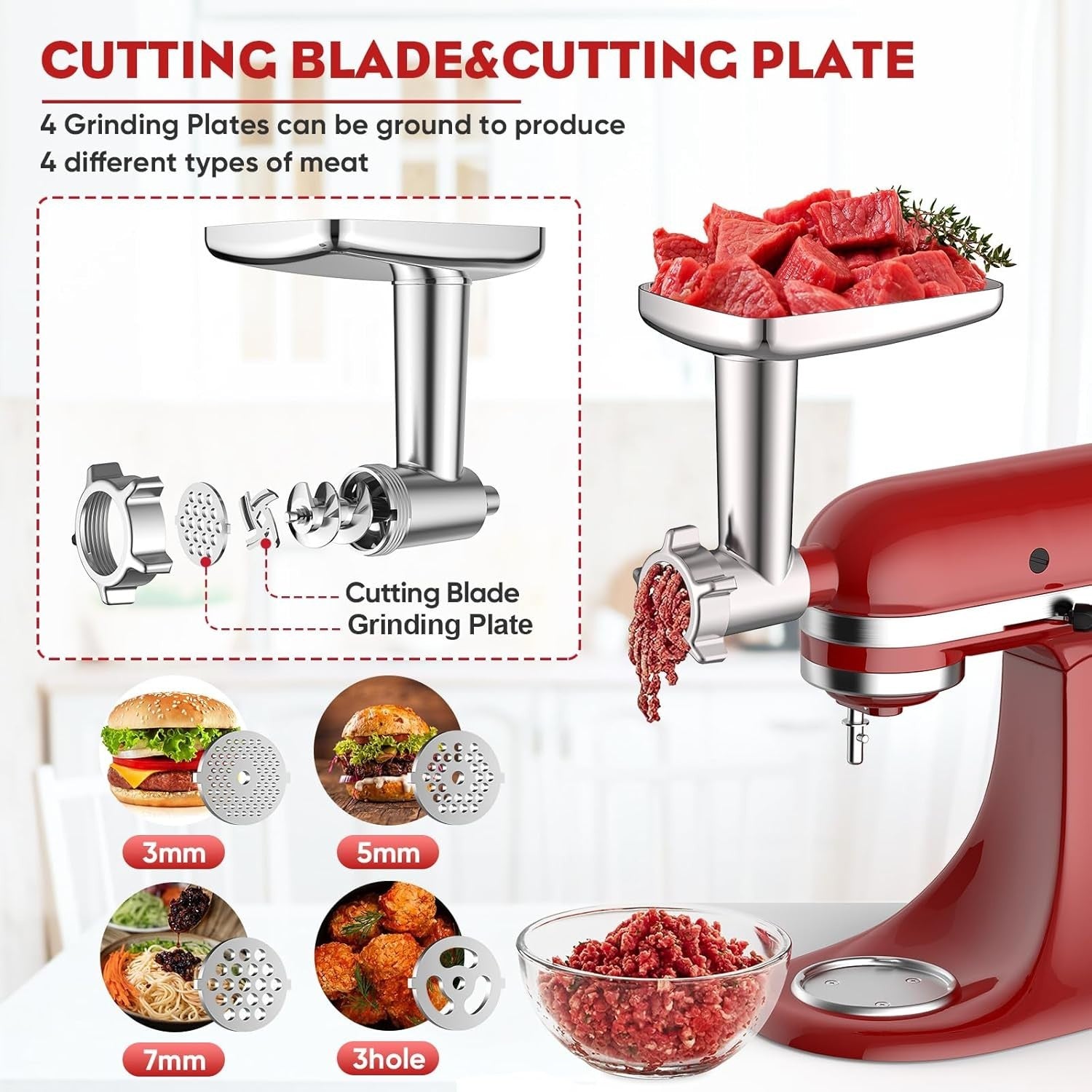 Meat Grinder Attachment Stand Mixer Sausage Stuffer Slicer Set