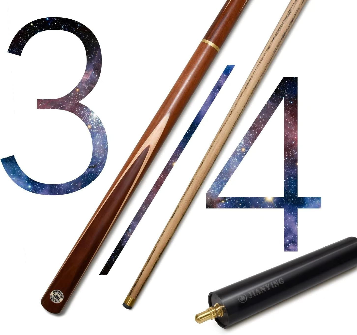 3/4 Jointed Snooker Cue 57in 18oz Ash Shaft 10mm Tip Extension