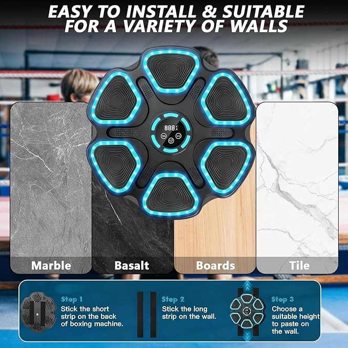 Music Boxing Machine Bluetooth Punch Trainer Wall Mount Home Gym Fitness