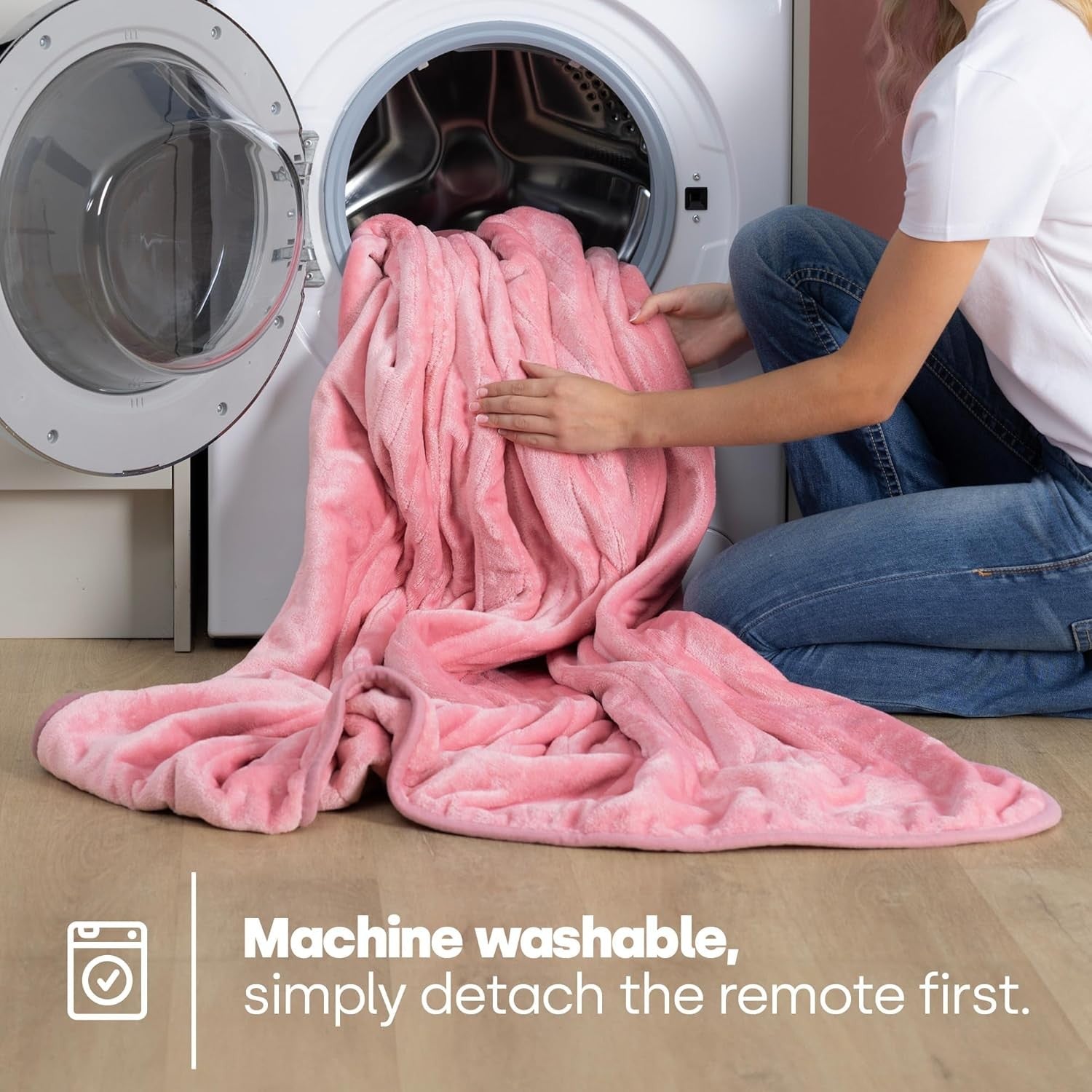 Electric Heated Throw Blanket 9 Heat Settings Timer Soft Fleece 160x130cm