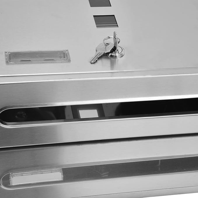 Wall Mounted Stainless Steel Locking Mailbox Secure Narrow Slot Weatherproof