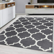Large Grey Trellis Rug 200x290cm Soft Non-Slip Modern Carpet for Living Room