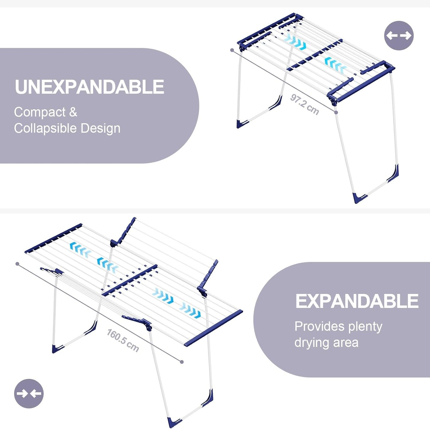 Extendable Clothes Airer Drying Rack Foldable Indoor Outdoor Space Saving