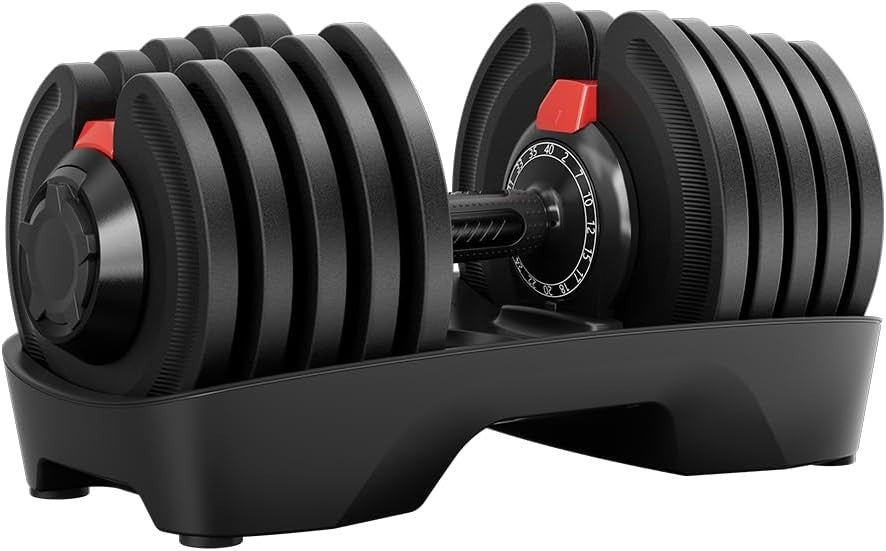 40kg Adjustable Dumbbells Pair 16-in-1 Quick Dial Home Gym Weights