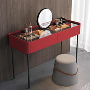 Minimalist Vanity Table Dresser Red Lacquer Makeup Desk W/ Digital Security Draw