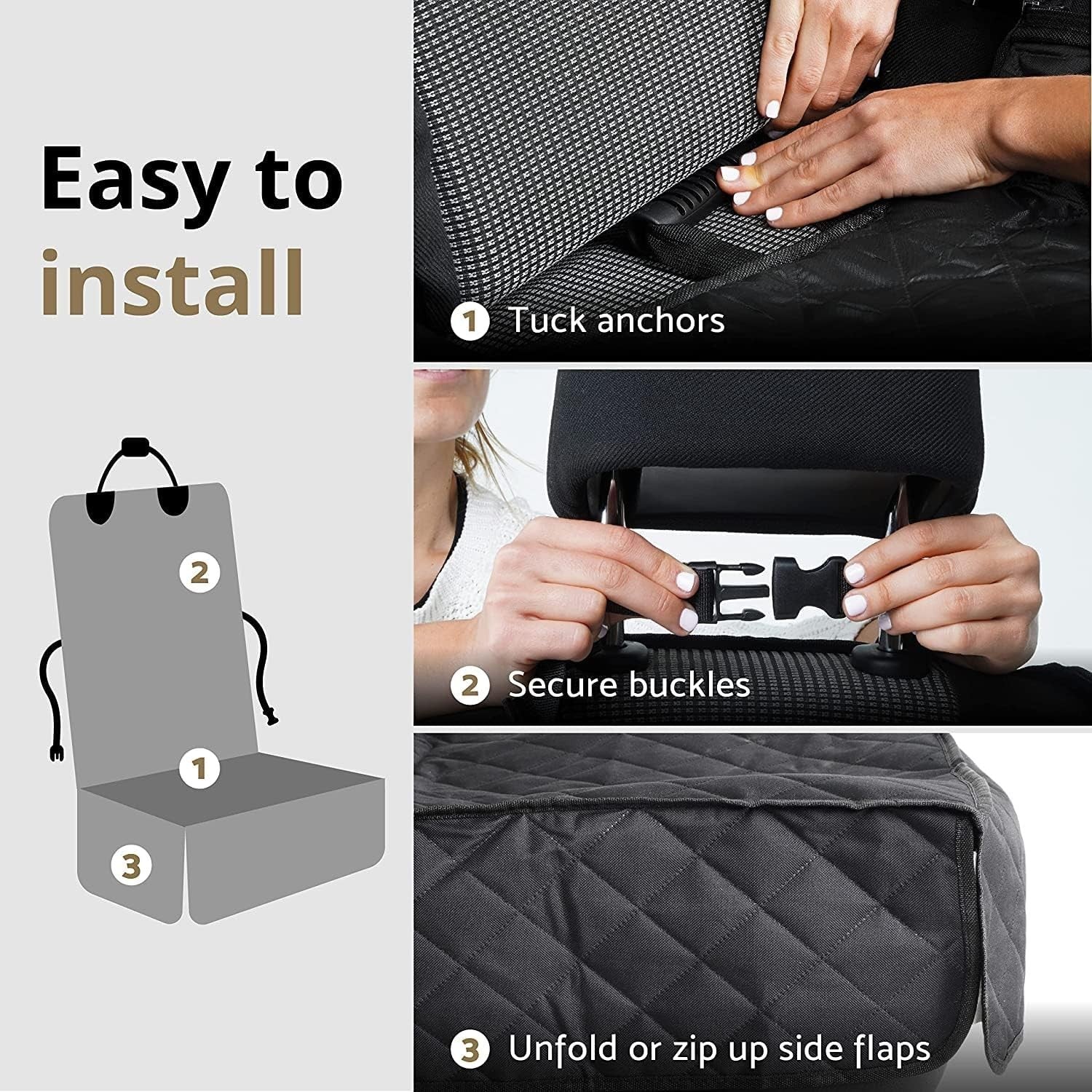 Front Dog Car Seat Cover Waterproof Non Slip Scratch Proof 50cm Black