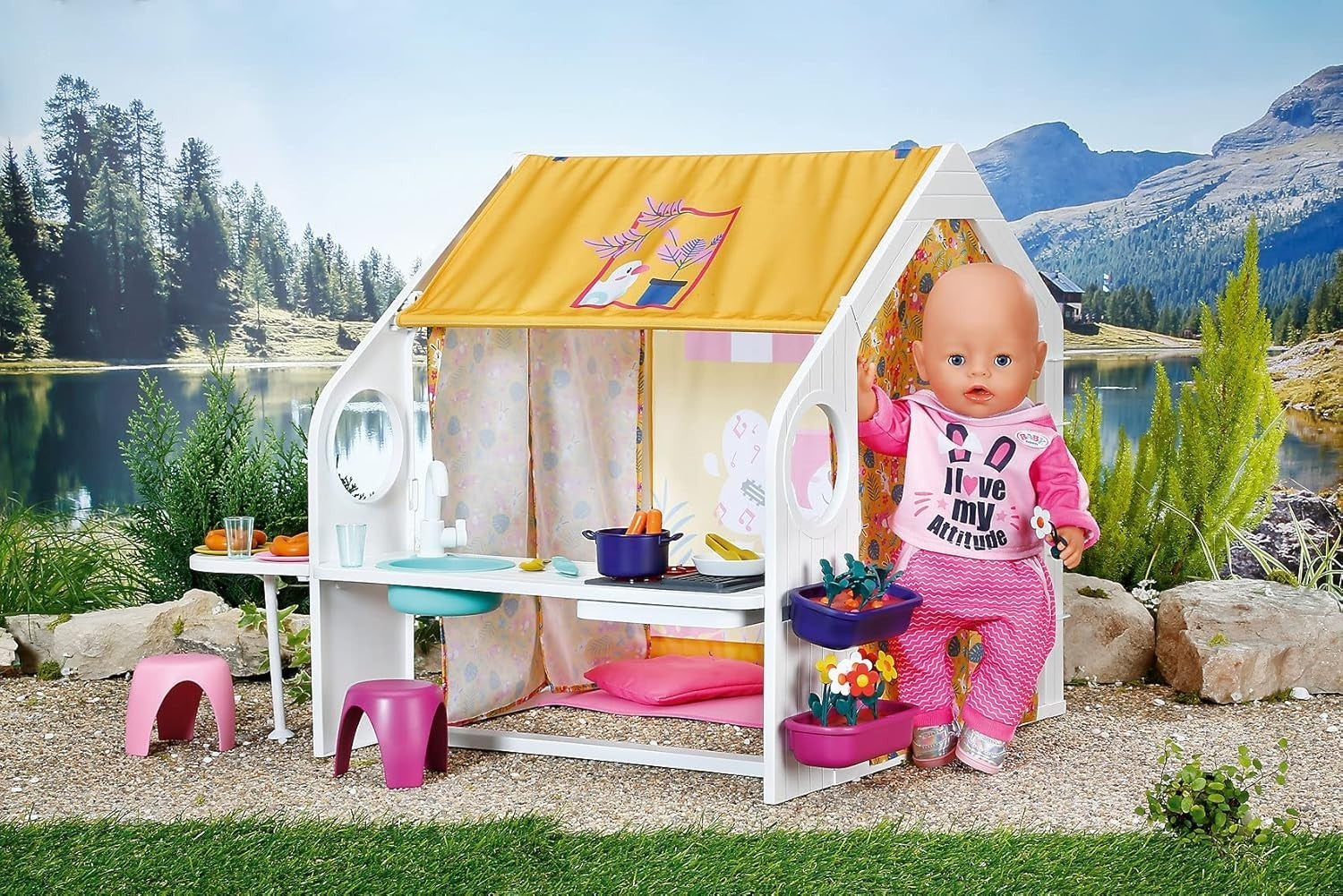 Kids Doll Playhouse Weekend House w Lights Sound Roof Accessories