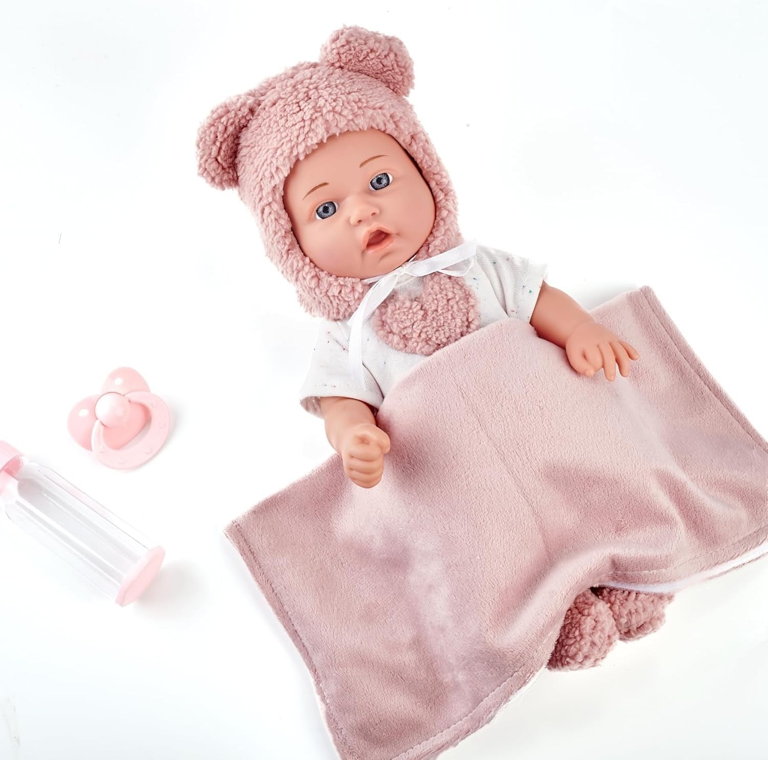 12” Baby Doll Playset Pink Outfit Blanket Bottle Pacifier