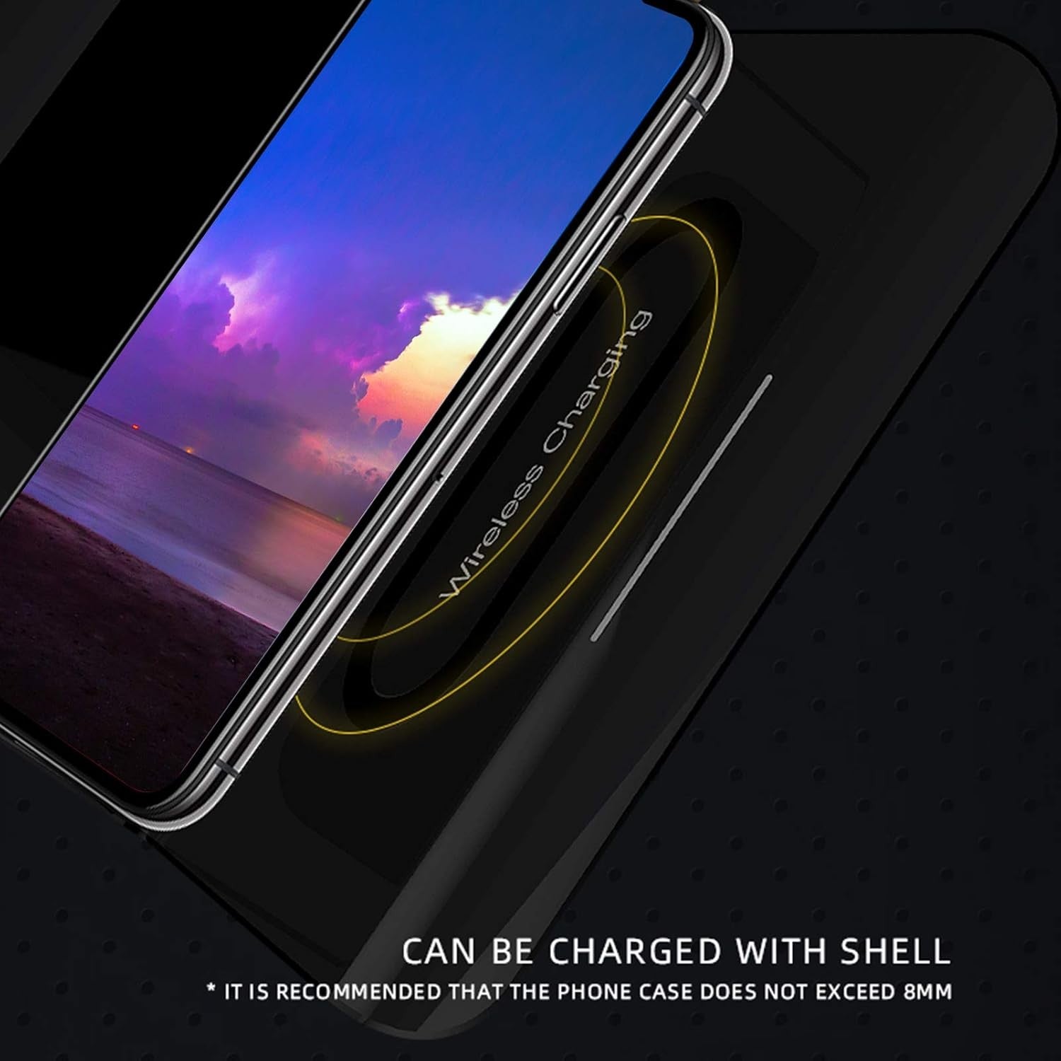 Black Wireless Charger Alarm Clock Qi Phone Charging Digital Display