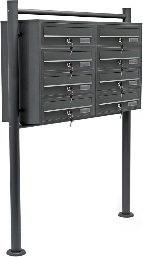 Outdoor Lockable Multi Slot Letterbox System 8 Compartments Steel Anthracite