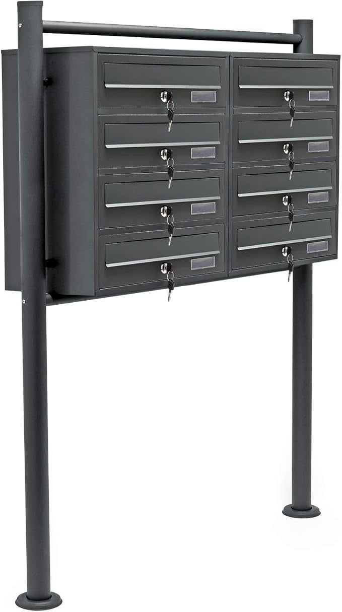 Outdoor Lockable Multi Slot Letterbox System 8 Compartments Steel Anthracite