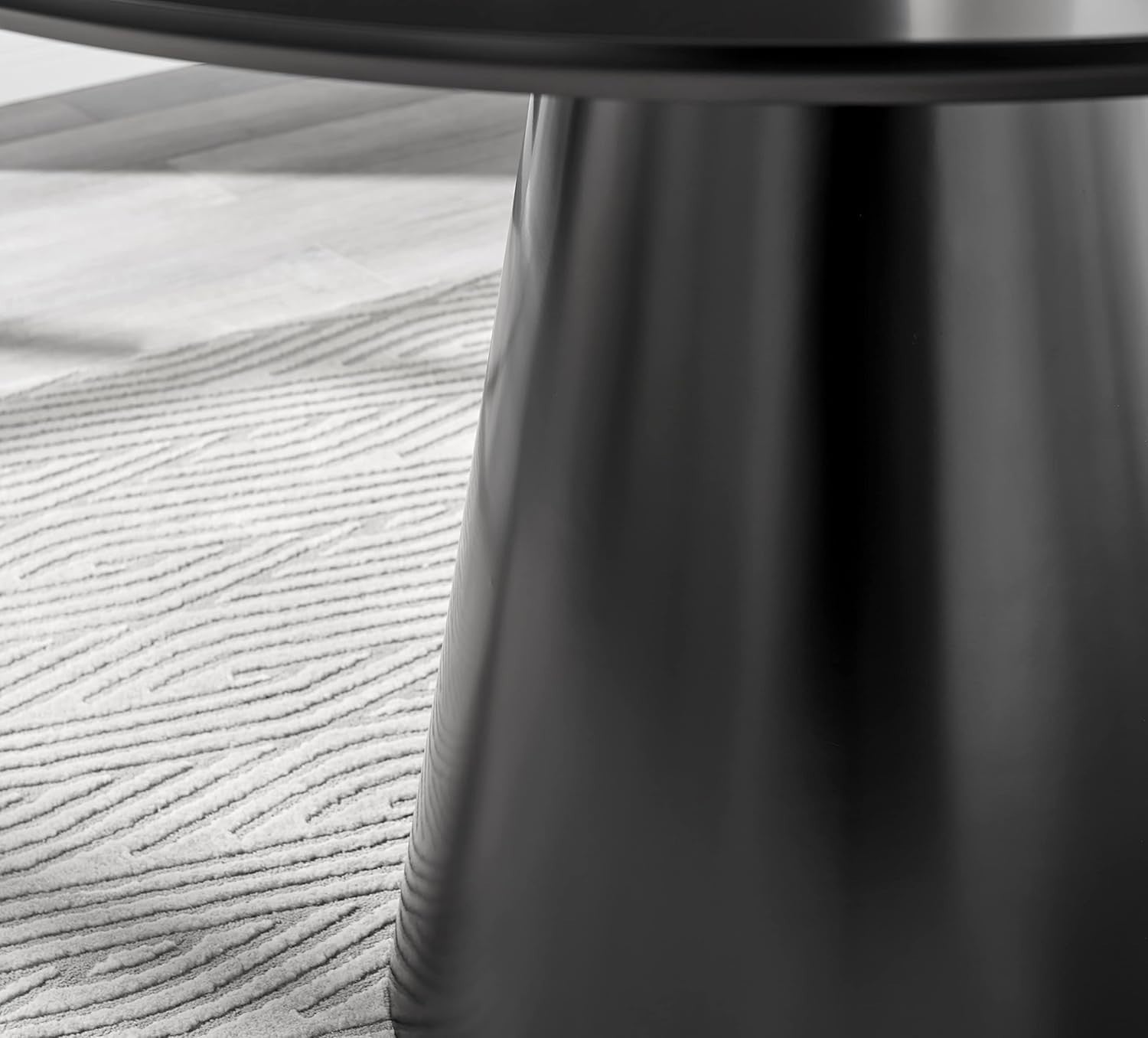 Black Round Pedestal Dining Table 120cm Semi-Gloss 4–6 Seat Modern