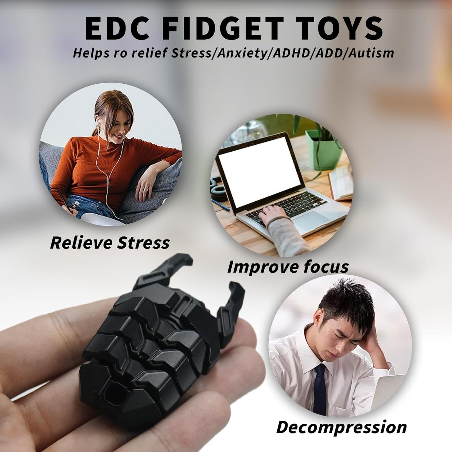 Metal Beetle Fidget Clicker Alloy EDC Stress Relief ADHD Desk Toy