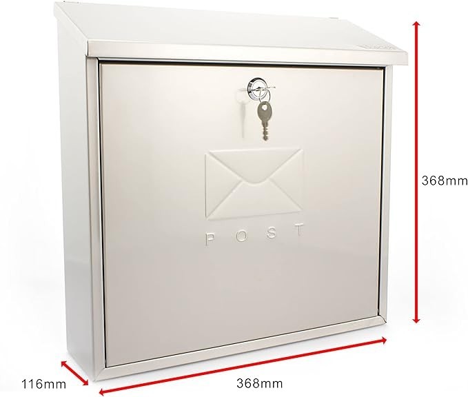 Wall Mounted Lockable Mailbox Stainless Steel Weatherproof Dual Access 368x368mm