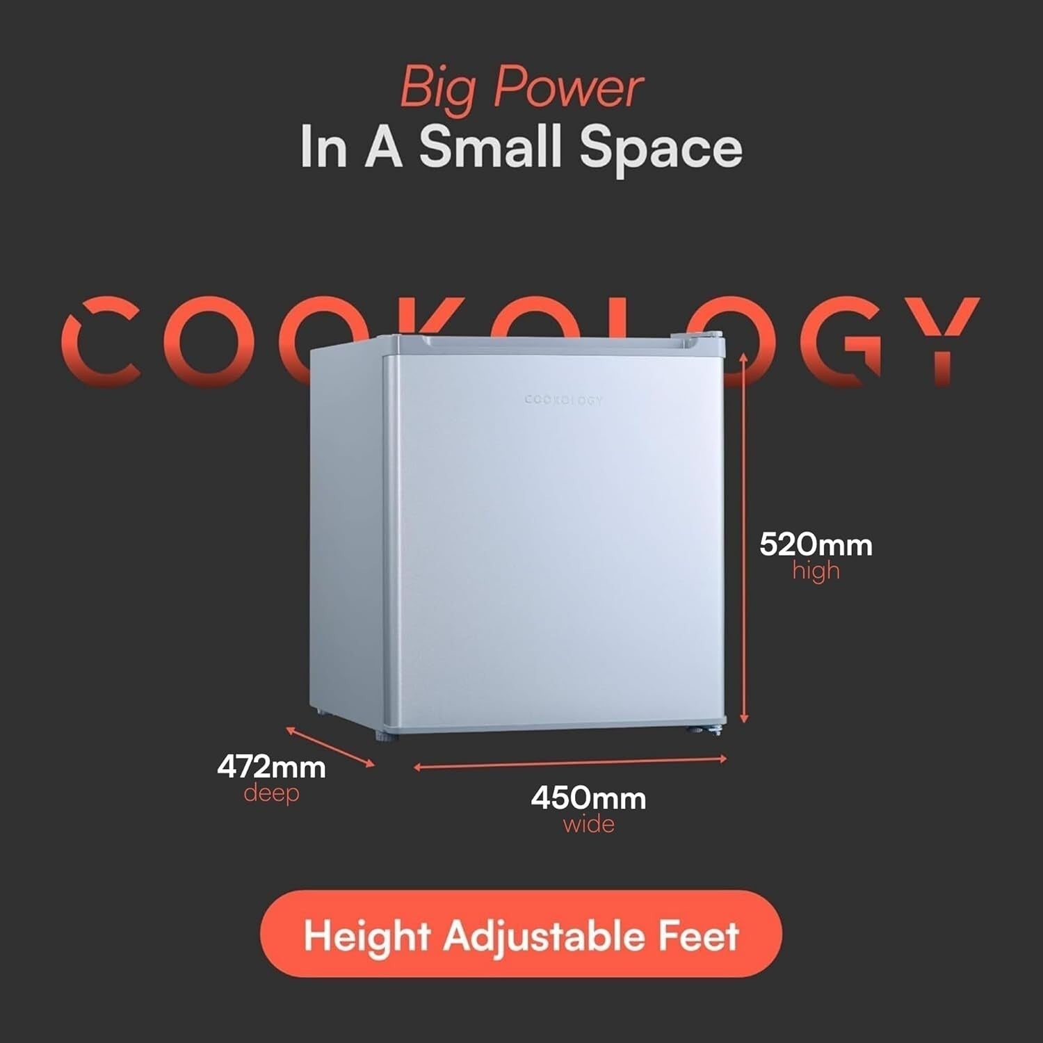 45L Mini Tabletop Fridge Countertop Reversible Door Stainless Steel