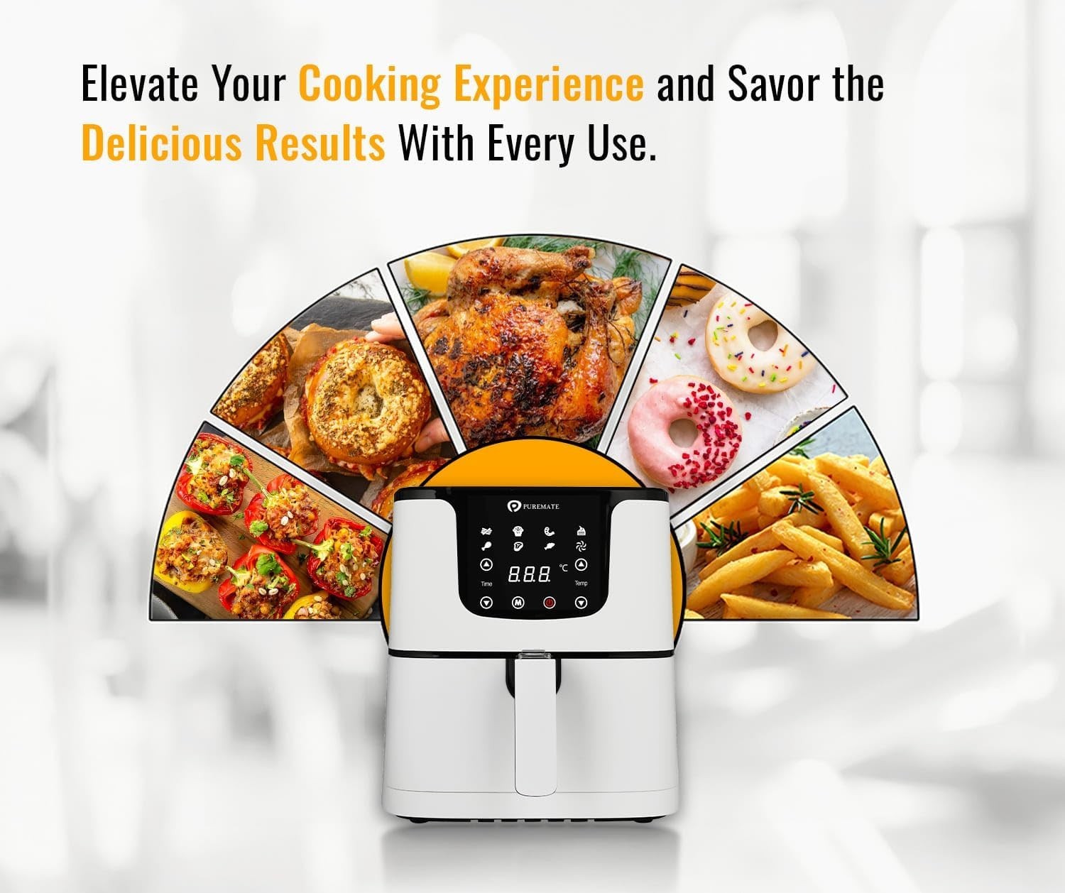5.5L Digital Air Fryer 1700W | Oil-Free Cooking | 7 Presets + Recipe Book White