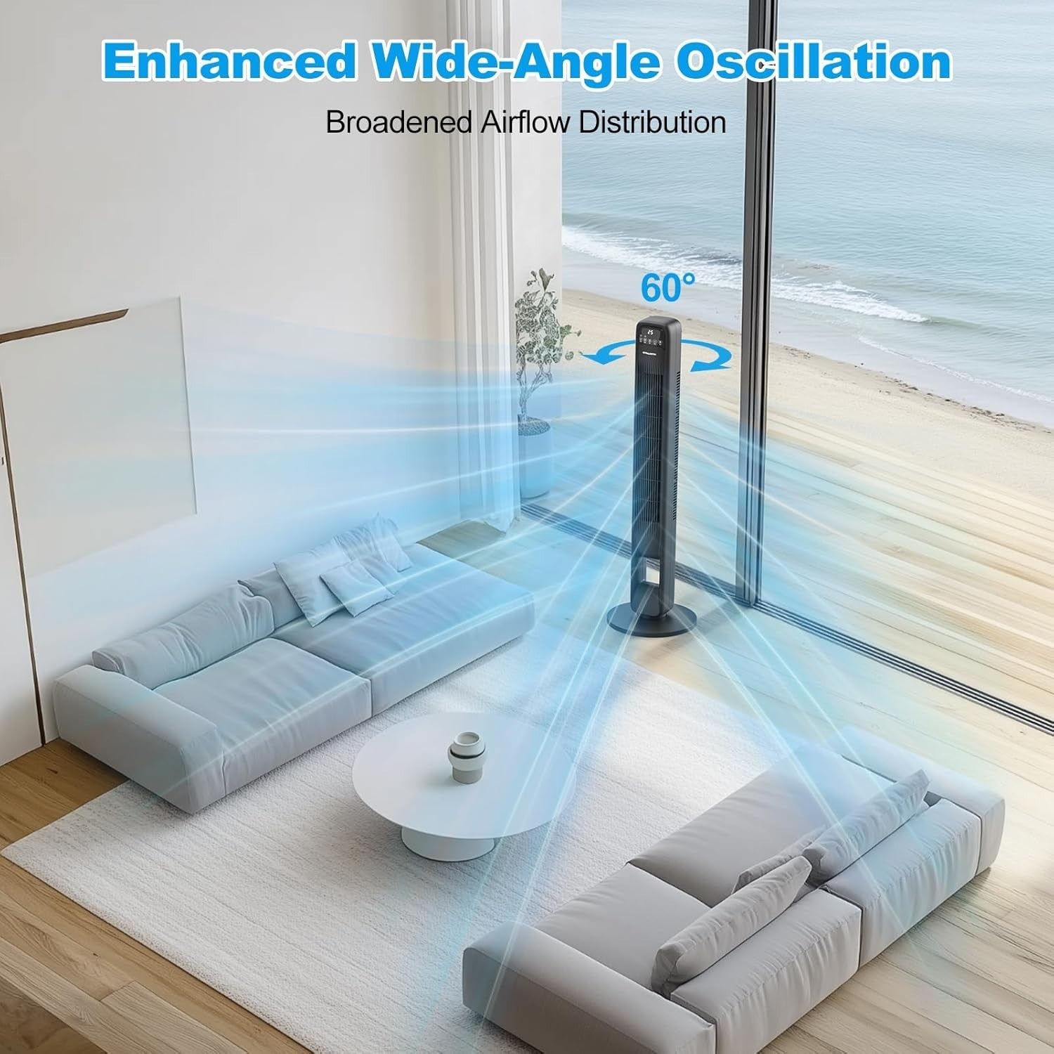 Tower Fan with Remote 40-Inch 3-Speed Oscillating Cooling Quiet Timer Display