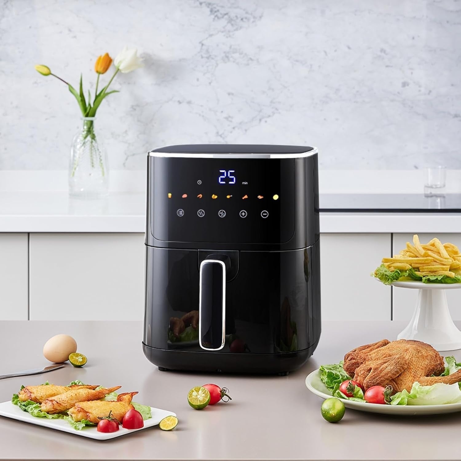 4.7L Digital | Touchscreen | 8 Presets | Non-Stick | 1400W Compact Air Fryer
