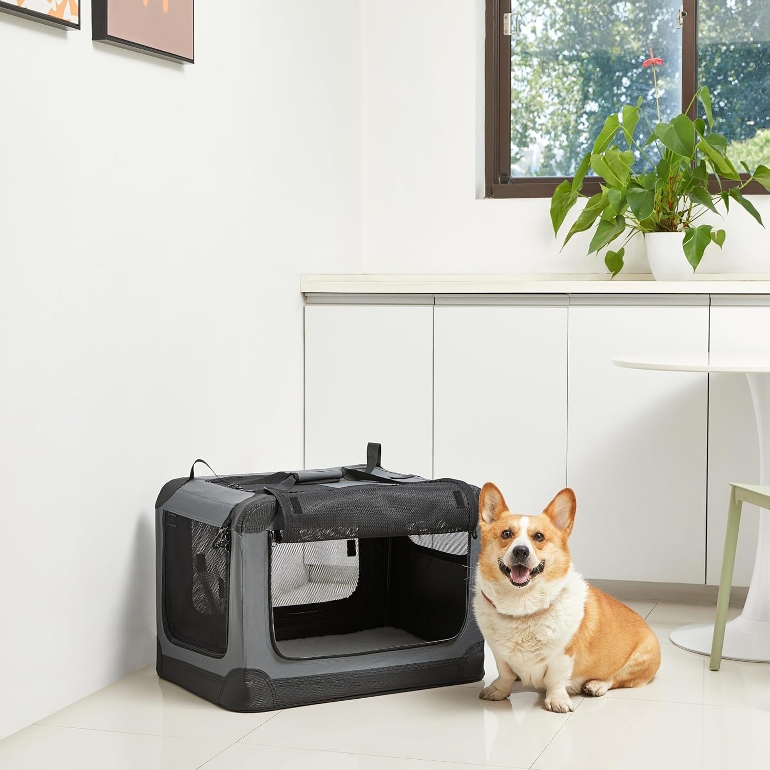 Soft Dog Cat Travel Crate Carrier Cage Folding Portable Kennel 66x46x46cm