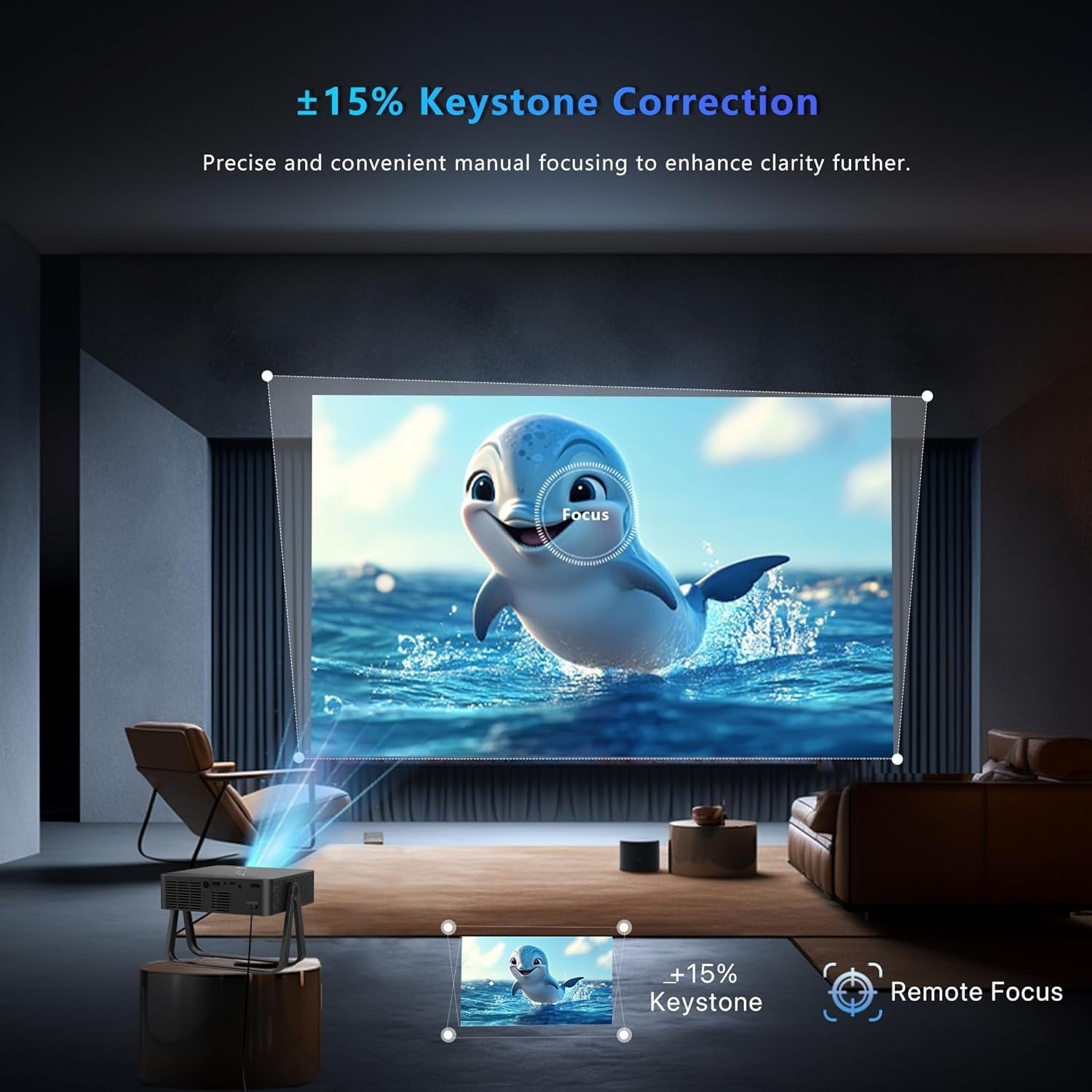 Mini Smart Projector 1080P 4K WiFi 6 Bluetooth 360° Stand