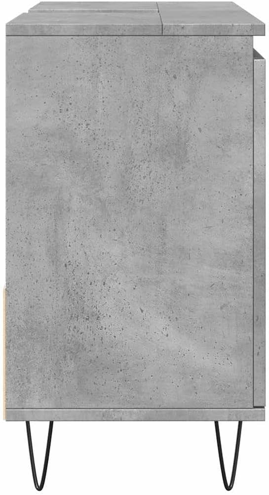 Concrete Oak Bathroom Sink Cabinet 65x33x60cm Modern Under Basin Storage Unit