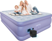King Size Self-Inflating Air Mattress 3 Min Battery Pump Velvet Top Bed