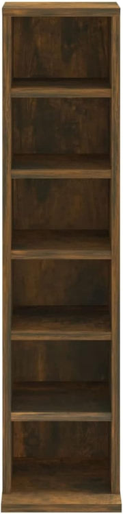 Smoked Oak CD Storage Cabinet Media Shelf DVD Organizer Bookcase Unit