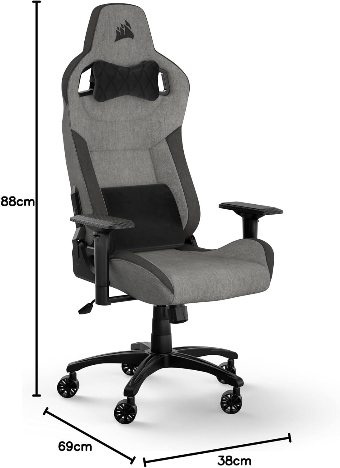 Ergonomic Fabric Gaming Chair Racing Style w/ Lumbar & Neck Cushion