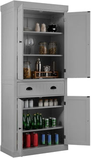 Grey Tall Kitchen Cupboard 183cm Pantry Storage Cabinet AdjustableUnit