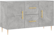 Concrete Grey Sideboard Cabinet Storage Drawers Modern Metal Legs 100cm Wide
