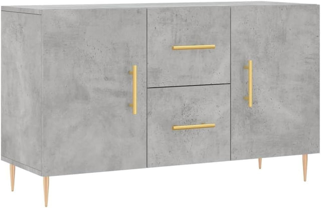 Concrete Grey Sideboard Cabinet Storage Drawers Modern Metal Legs 100cm Wide