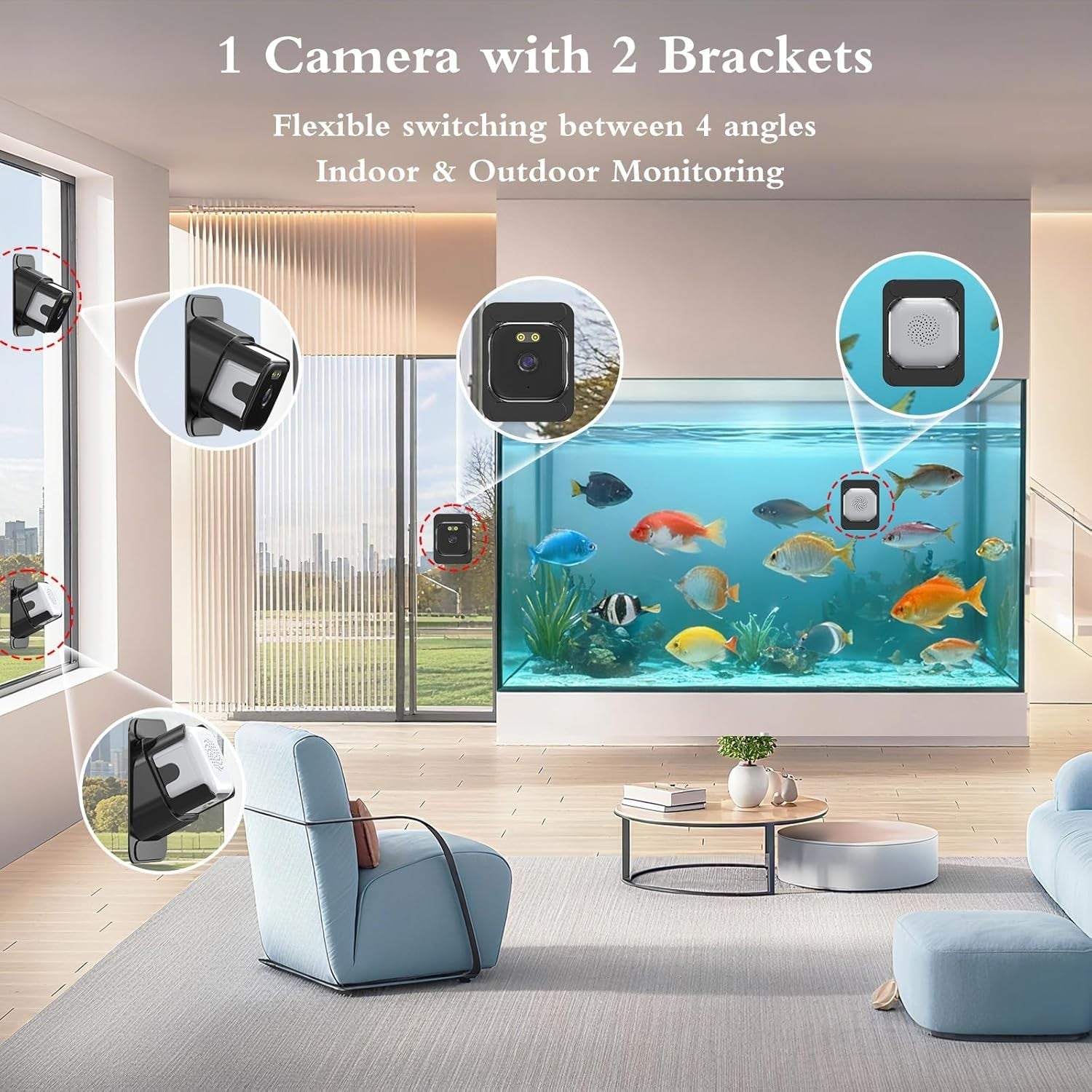 2K Window Security Camera WiFi 5GHz AI Detection 24/7 Recording