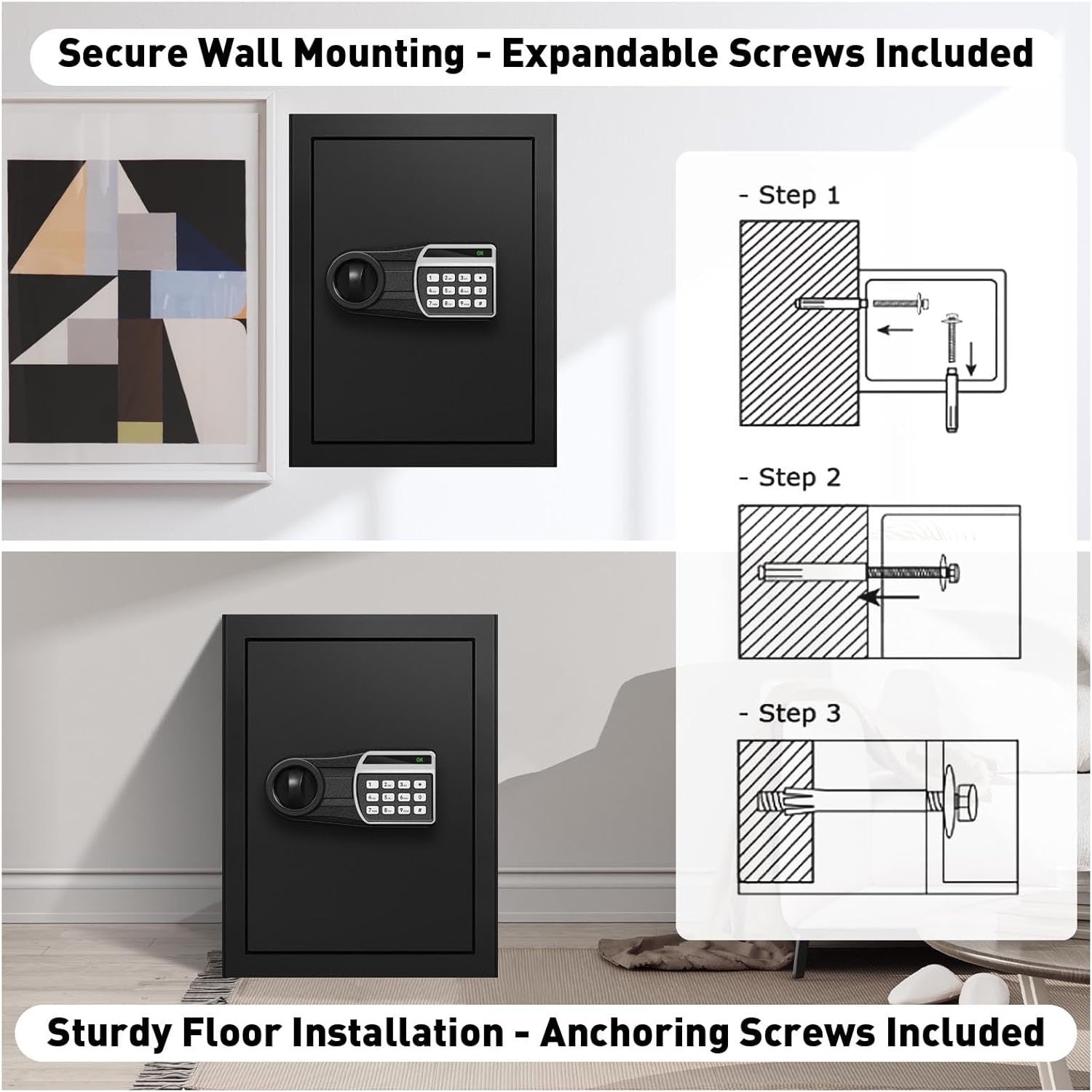 50L Fireproof Safe Box Digital Keypad Security Safe with LED Light