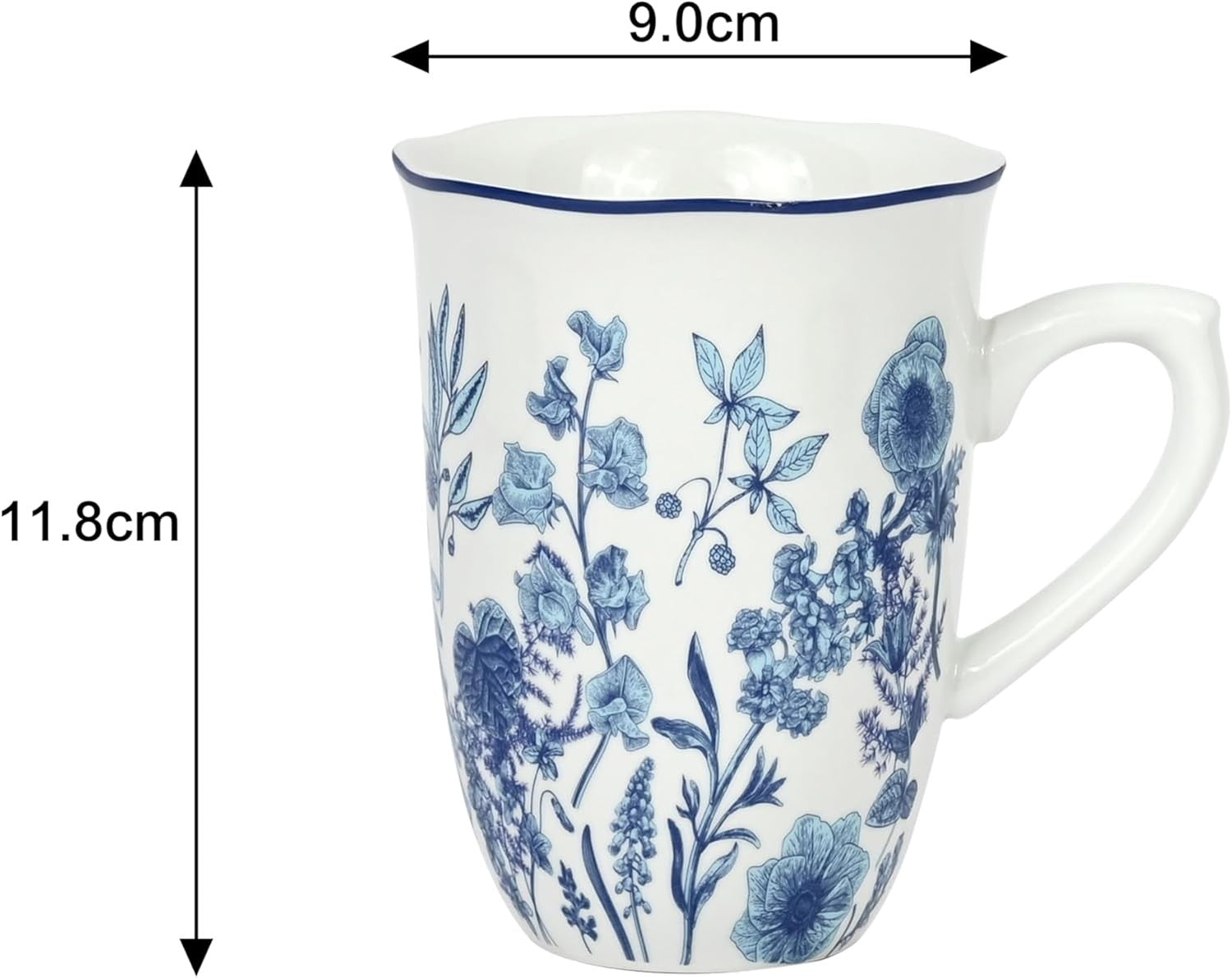16pc Porcelain Dinnerware Set Blue Floral Plates Bowls Mugs Dishwasher Safe