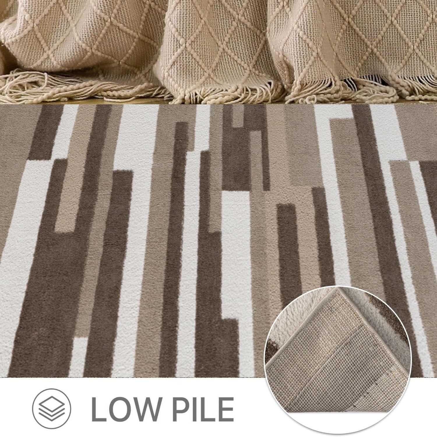 Large Washable Area Rug Anti Slip Short Pile Living Room 160x230cm