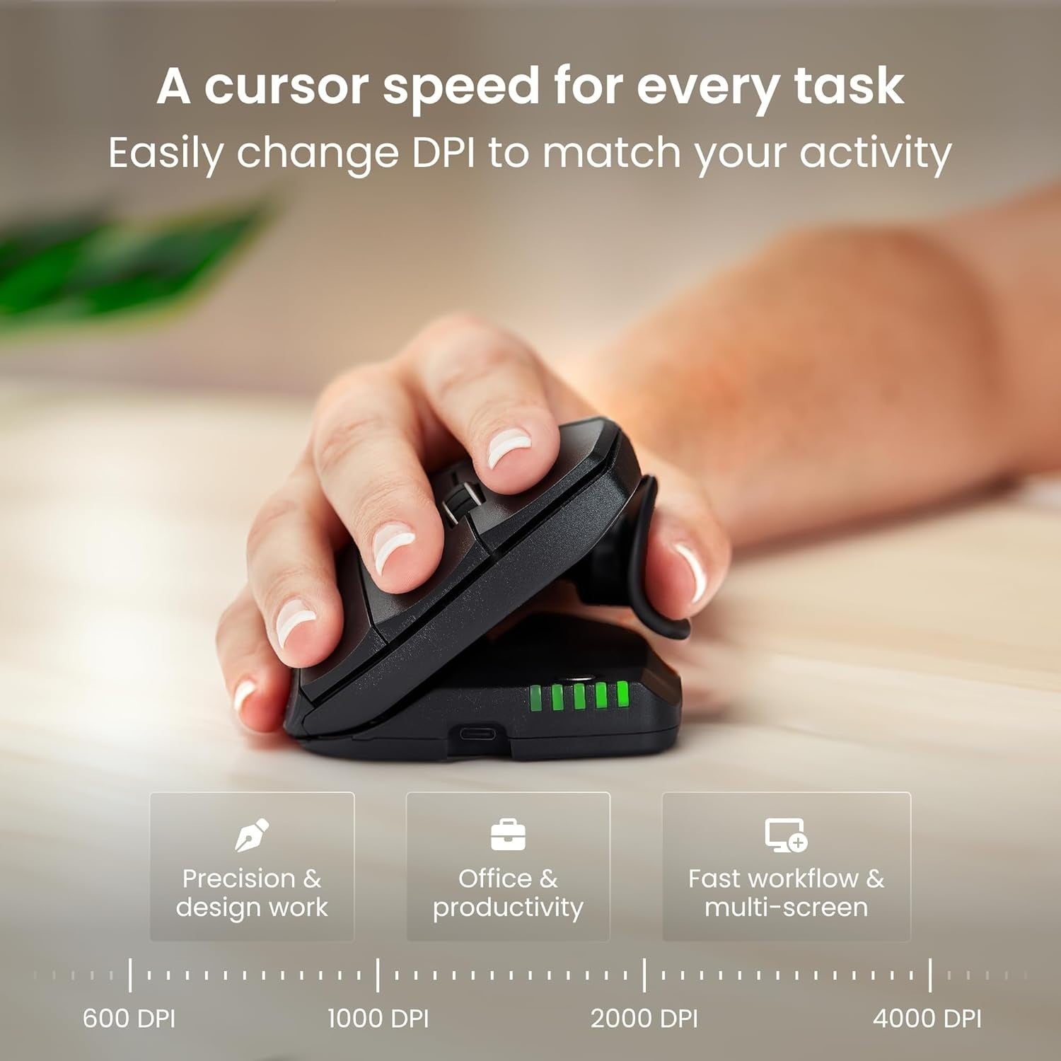 Adjustable Vertical Ergonomic Mouse Wireless 6 Button Tilt Design