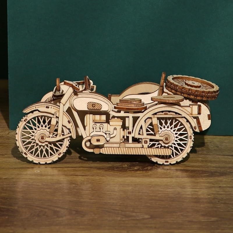 3D Wooden Motorcycle Puzzle Model Kit - DIY Brain Teaser for Adults & Teens