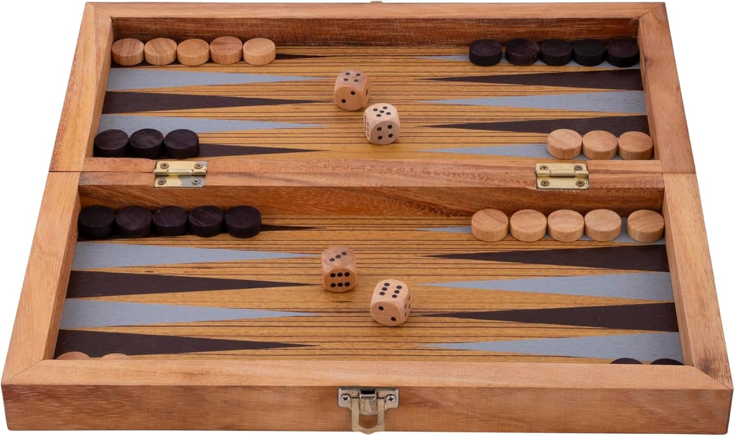 Large Wooden Chess Backgammon Set 40cm Folding Board Strategy Game