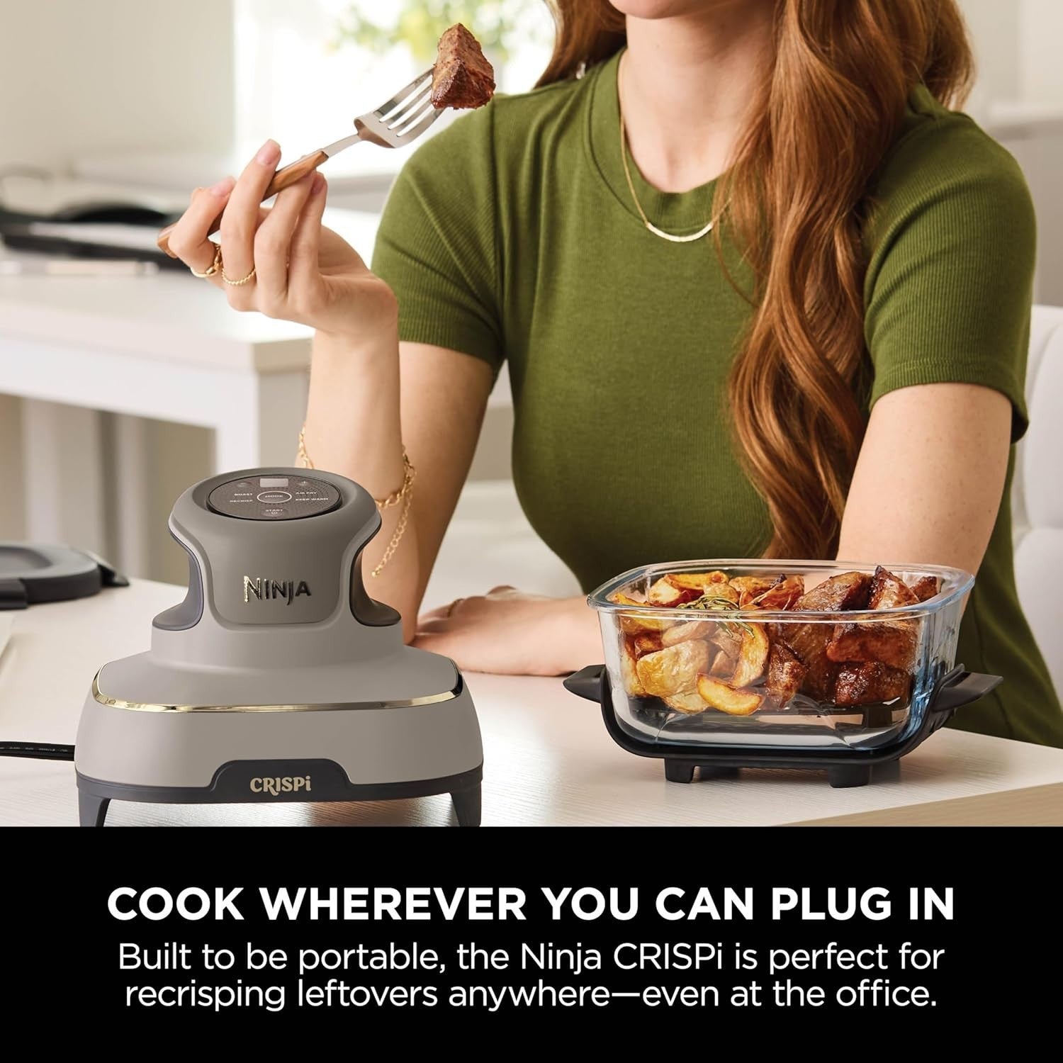 Portable Air Fryer 3.8L 4-in-1 ReCrisp Keep Warm Glass Containers 1700W