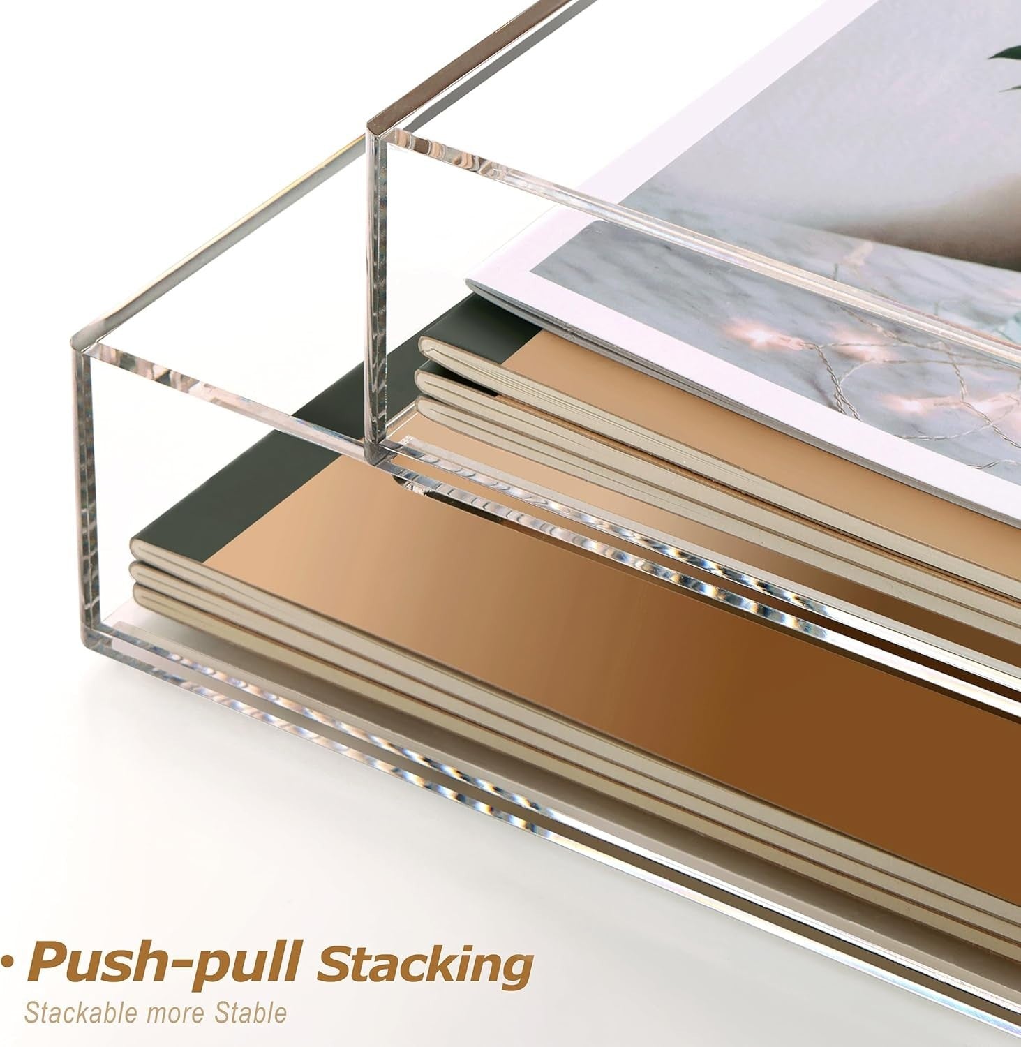 2 Pack Clear Acrylic A4 Letter Tray Stackable Desk File Organizer