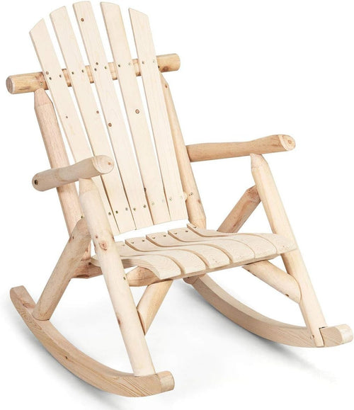 Solid Wood Adirondack Rocking Chair Outdoor Porch Garden Patio Yard Relaxer