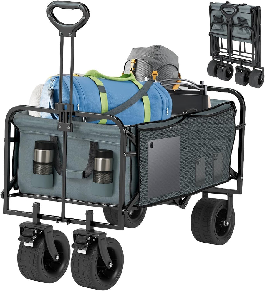 Heavy Duty Folding Utility Trolley with 360° Steering Weatherproof Lining