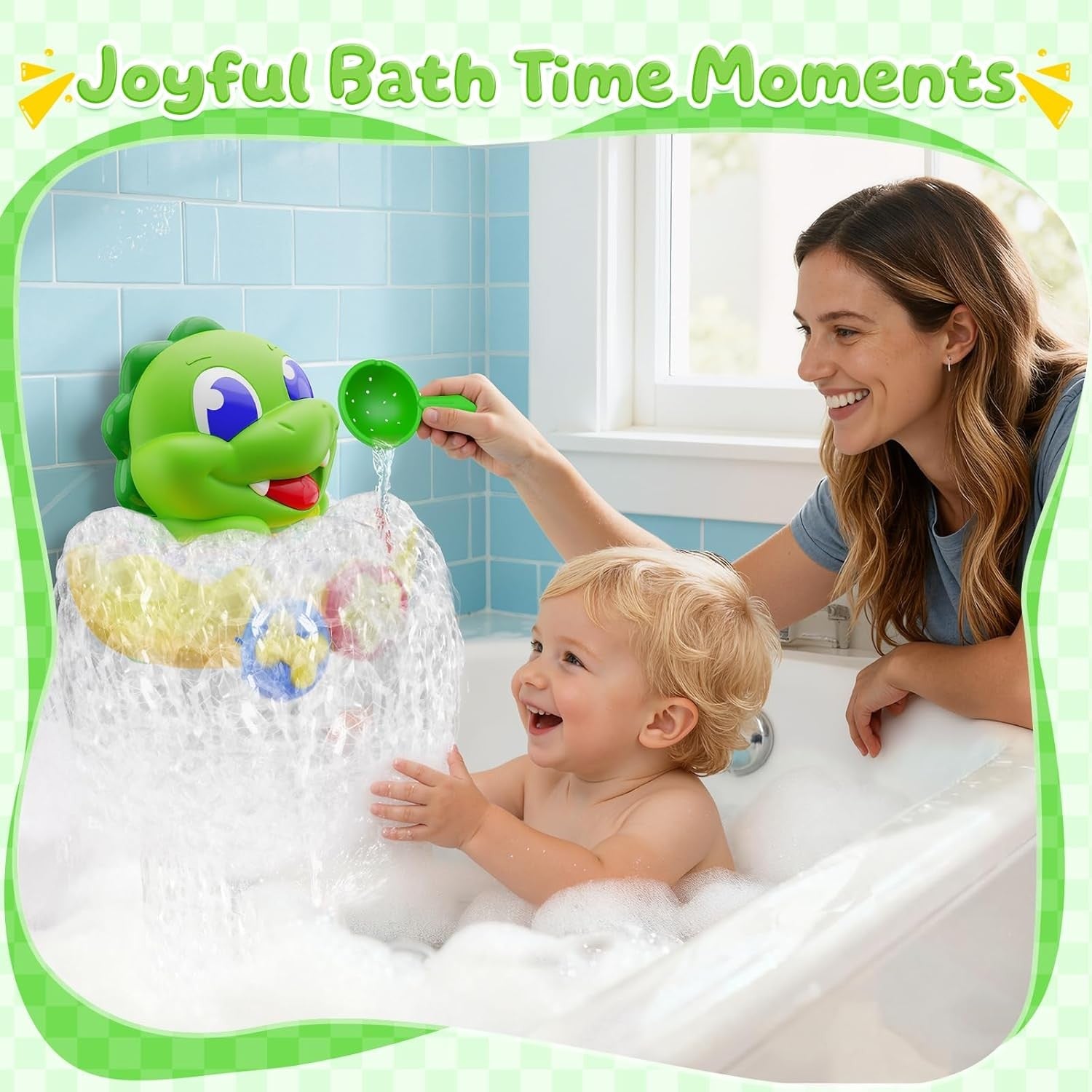 Light Up Dinosaur Bath Bubble Machine Toy for Toddlers Baby Bath
