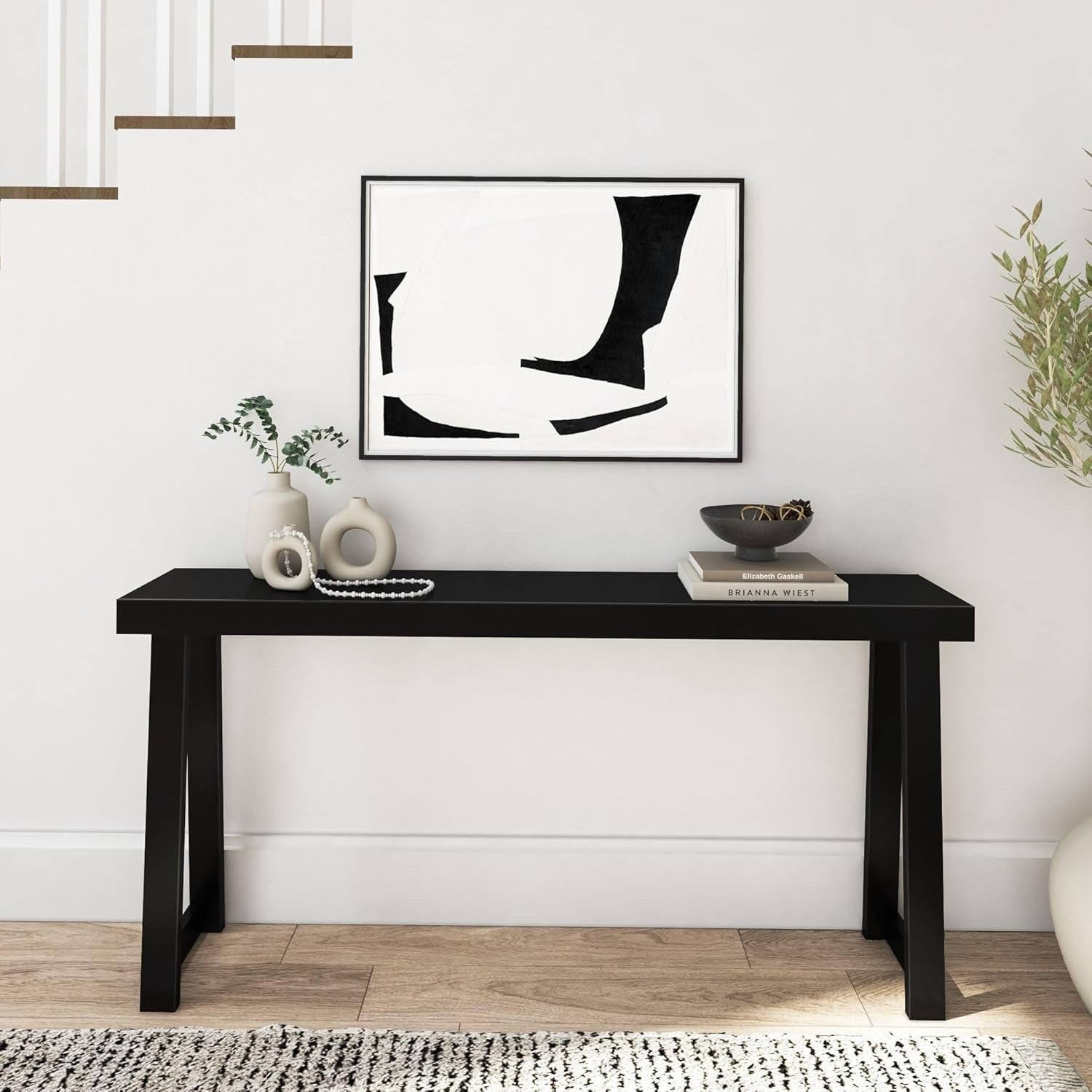 66 Inch Solid Pine Wood Console Table – Slim Entryway Sofa Accent
