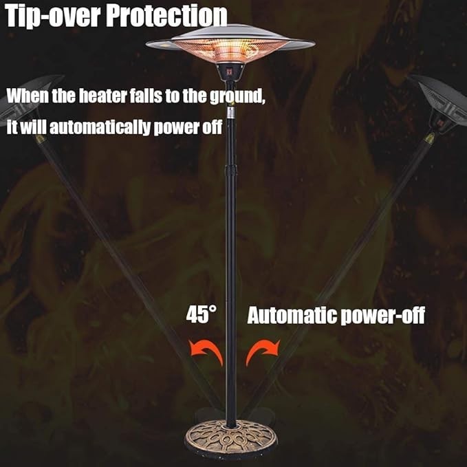 3000W Outdoor Electric Patio Heater Infrared Waterproof Freestanding Adjustable