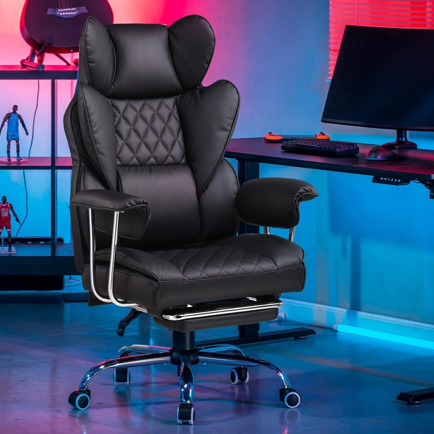 Ergonomic Gaming Chair Recliner Office Seat Footrest High Back Lumbar Support