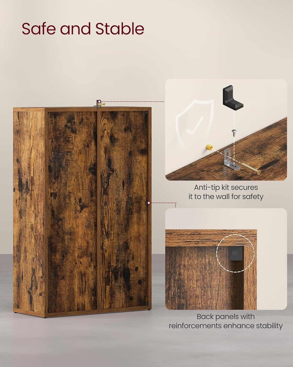5-Compartment Rustic Bookshelf | Modern Cube Storage Shelf for Home Office