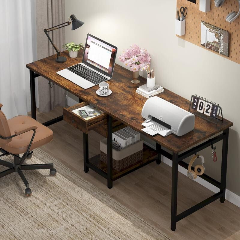 Double Computer Desk 2-Person Workstation with Storage Drawers – 200cm Wide