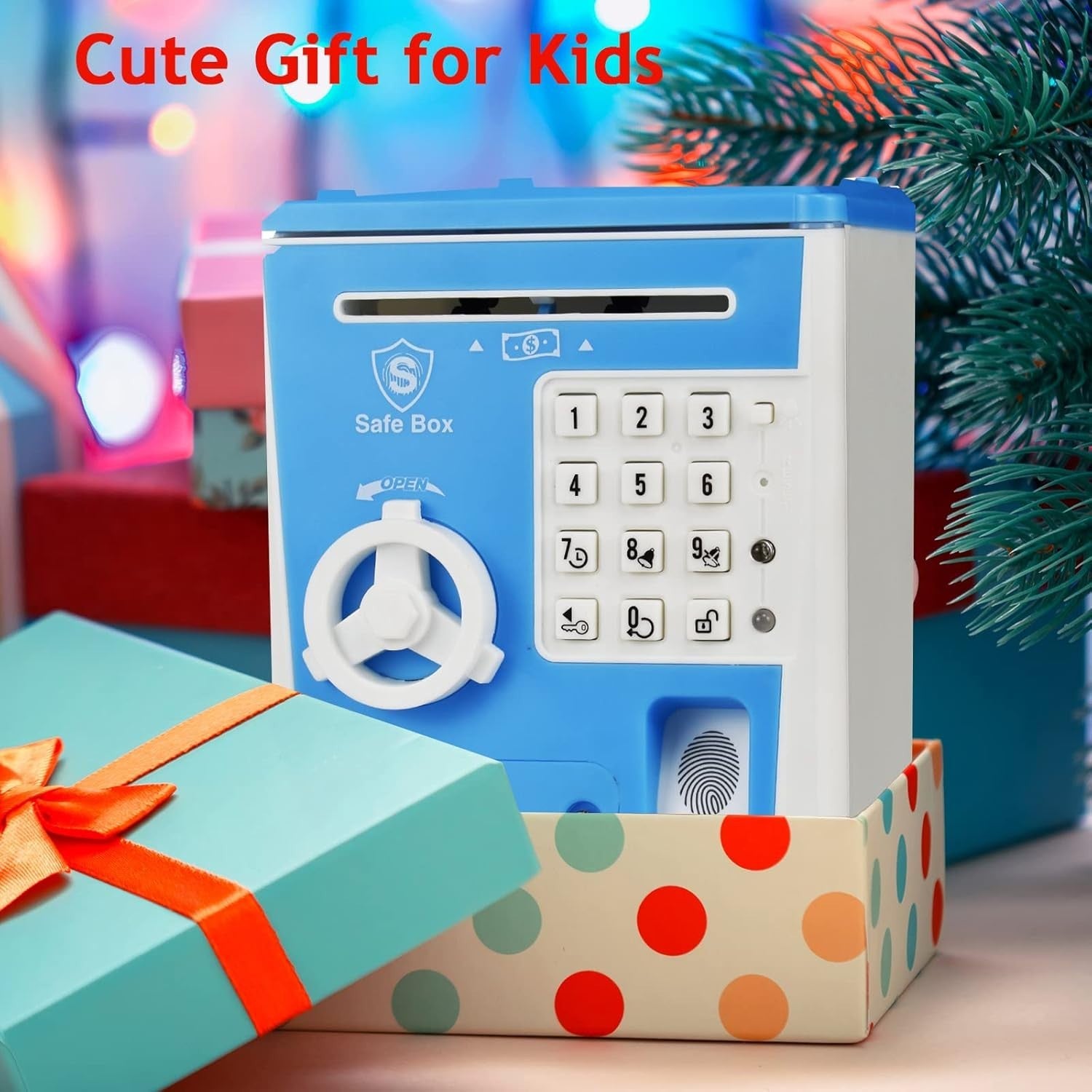 Kids Fingerprint Money Safe ATM Piggy Bank Electronic Savings Box